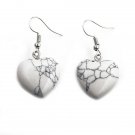 Beautiful Handmade Natural White Howlite Stone Heart Shape Earrings