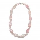 Exquisite Natural Rose Quartz Stone 18" Necklace with Flat Rectangle Beads Exquisite Natural Rose Quartz Stone 18" Necklace with Flat Rectangle Beads