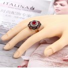 Magnificent Round Retro Bohemian Red Green Rhinestone & CZ Ring-Adjustable Size