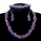 Magnificent Top-End 3 pc Natural Stone Amethyst With Crystal Necklace Set Magnificent Top-End 3 pc Natural Stone Amethyst With Crystal Necklace Set
