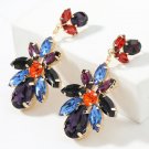 Beautiful Fashion Bohemian Multilayer Crystal Flower Earrings-Purple/Multi