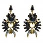 Awesome Upscale Retro Black Irregular Court Style European Crystal Earrings