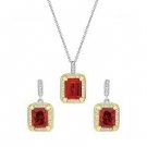 4 pc SET 925 Sterling Silver 2 TONE RUBY & CLEAR COLOR CZ - ROYAL LOOK 4 pc SET 925 Sterling Silver 2 TONE RUBY & CLEAR COLOR CZ - ROYAL LOOK