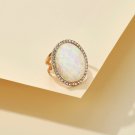 Stunning Retro Oval Opal Ring With CZ Around Center Stone-6.5 or 7 size Stunning Retro Oval Opal Ring With CZ Around Center Stone-6.5 or 7 size
