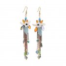 Beautiful Fashion Long Shell Glass Beads Tassel Dangle Earrings