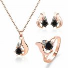 New Obsidian Gold Tone Jewelry Set with 7 Size Ring, Earrings, Pendant & Chain New Obsidian Gold Tone Jewelry Set with 7 Size Ring, Earrings, Pendant & Chain