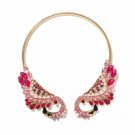 18k GP Magnificent Hot Pink Peacock Choker Necklace with Crystal & Pearls 18k GP Magnificent Hot Pink Peacock Choker Necklace with Crystal & Pearls