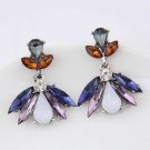 Beautiful Fashion Art Deco Dark Blue, Multi-Color Shiny Crystal Earrings