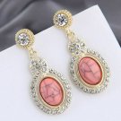 925 Post Classic Beautiful Antique Dangle Earrings W/ Pink Turquoise & Clear CZ 925 Post Classic Beautiful Antique Dangle Earrings W/ Pink Turquoise & Clear CZ