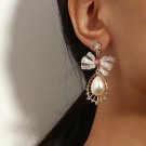 Impressive Vintage Long Water Drop Pearl Rhinestone Earrings