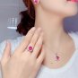 Magnificent Pink Topaz Adjustable Ring Pendant Earring Chain Set