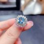 Striking Blue Topaz with Crystal Adjustable Ring, Pendant, Earrings, Chain Set