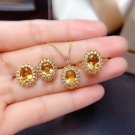 New Treasure Lucky Citrine Ring Pendant Earring Chain Gold Plated Set New Treasure Lucky Citrine Ring Pendant Earring Chain Gold Plated Set