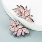 Flamboyant Pink Rhinestone Leaf Earrings Flamboyant Pink Rhinestone Leaf Earrings