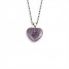 Luxury Natural Stone Heart Shaped Amethyst Pendant on 23 Inch Twist Chain