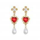 Beautiful Fashion Antique Red Sweetheart With Pearls Dangle Earrings