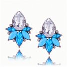 Beautiful Fashion Light Blue & Clear Crystal Earrings