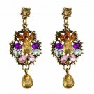 Beautiful Fashion Retro Multi Color Drop-shaped Crystal Earrings