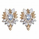 Awesome Upscale Clear & White Tree Leaves European Crystal Earrings