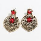 Magnificent Bohemian Bold Design Round Red Color Crystal Earrings