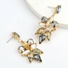 Beautiful Fashion Multilayer Spectacular Crystal Studded Dangle Earrings-Golden
