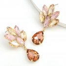 Beautiful Multilayer Modern Trend Flower Drop Shape Crystal Earrings-Golden