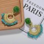 Beautiful Handmade Turquoise Stone Unique Fan-shaped Earrings