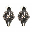 Extravagant & Unique Black Marquise Shape Crystal Flower Earrings
