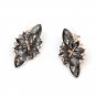 Extravagant & Unique Black Marquise Shape Crystal Flower Earrings