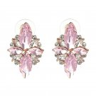 Extravagant & Unique Pink Marquise Shape Crystal Flower Earrings