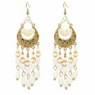 Beautiful Fashion Bohemian Crescent White Lucite Tassel Chandelier Earrings