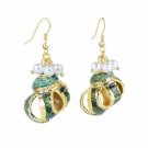 Beautiful Fashion Retro Natural Green & Gold Shell With Pearls Hook Earrings Beautiful Fashion Retro Natural Green & Gold Shell With Pearls Hook Earrings