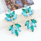 Stunning & Beautiful Double Flowers Green Color Crystal Dangle Long Earrings