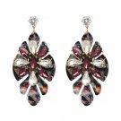 Beautiful Fashion Impressive Brownish Lucite & Crystal Dangle Earrings