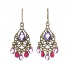 Beautiful Bohemian Purple Rose Color Chandelier Hook Earrings Beautiful Bohemian Purple Rose Color Chandelier Hook Earrings