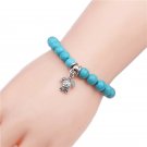 Unique Unisex Natural Energy Stone Healing Turquoise With Turtle Bracelet