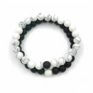 Unique Natural Energy Stone White Turquoise & Black Stone 2 Row Bracelet Unique Natural Energy Stone White Turquoise & Black Stone 2 Row Bracelet
