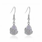 Beautiful Small Ethnic Style Crystal Teardrop Flower Silver Tone Earrings