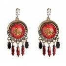 Beautiful Retro Gold Dust Shield With Tassel Original Design Red Earring Beautiful Retro Gold Dust Shield With Tassel Original Design Red Earring