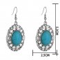 Beautiful Big Handmade Turquoise Oval Stone Filigree Hook Earrings
