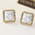 Beautiful Fashion Charming Turquoise & CZ Square Earrings - White