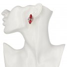 Extravagant & Unique Red Marquise Shape Crystal Flower Earrings