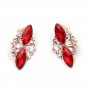 Extravagant & Unique Red Marquise Shape Crystal Flower Earrings