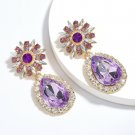 Stunning Huge Retro Star & Teardrop Purple & Clear Color Crystal Earrings