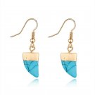 Beautiful Handmade Dangle Small Horn Earrings With Blue Turquoise