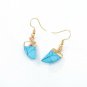 Beautiful Handmade Dangle Small Horn Earrings With Blue Turquoise