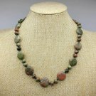 Sensational Natural Unakite Stone 18" Necklace with Flat Round Coin Beads Sensational Natural Unakite Stone 18" Necklace with Flat Round Coin Beads