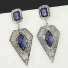 Beautiful Fashion Retro Geometric Shape Blue CZ Metal Earrings