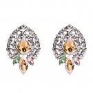 Magnificent Retro Bold Design Champagne Color Crystal Earrings