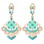 Spectacular Bold Retro Design Light Blue Color Dangle Earrings